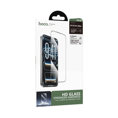 زجاج مقوى Hoco DG38 بصلابة فائقة وتغطية كاملة للشاشة HD لهاتف IP18 Pro Max