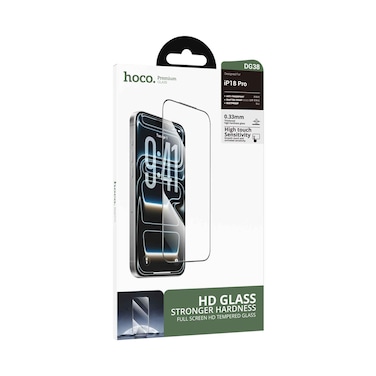 زجاج مقوى Hoco DG38 بصلابة فائقة وتغطية كاملة للشاشة HD لهاتف IP18 Pro