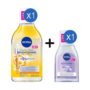 Nivea Micellar Water Brightening Serum 400ml + Water Soothing With Amino Acid Complex &amp; Dexpanthenol 100ml