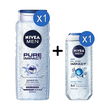Nivea Men Shower Gel Pure Impact 500ml + Shower Gel Pure Impact 250ml