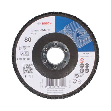 Bosch Metal Standard Flap Sanding Disc &Oslash;115mm Grit 80