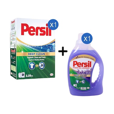 Persil Powder LF 2.25kg + Power Gel Lavender Deep Clean Liquid Laundry Detergent 1L