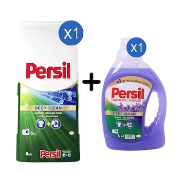 Persil Detergent LF Bag 6kg + Power Gel Lavender Deep Clean Liquid Laundry Detergent 1L