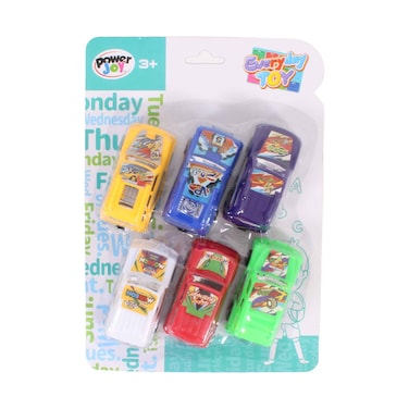 Power Joy Everyday Toy Pull Back Racing Car 6 Pieces Set Assorted