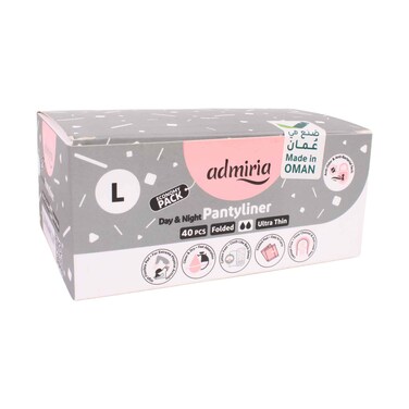 Admiria Day &amp; Night Pantyliner Large Ultra Thin Folded Liners 40 Pieces