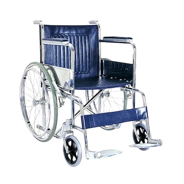 Caremax Chrome Frame Steel Wheel Chair With Fixed Armrest And Footrest CA905