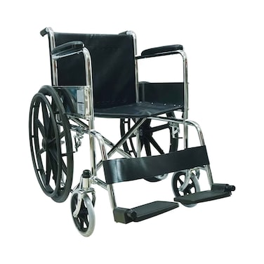 Caremax Chrome Frame Steel Wheel Chair With Fixed Armrest And Footrest CA905B