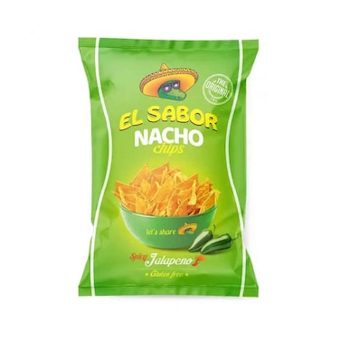 El Sabor Spicy Gluten Free Jalapeno Nacho Chips 180g