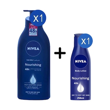 Nivea Body Lotion Nourishing 625ml + Nourishing Dry Skin 250ml