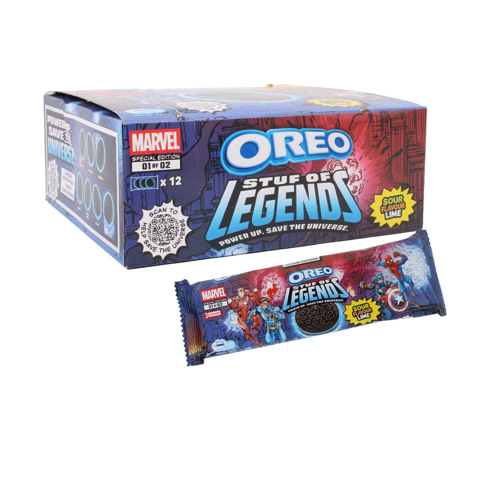 Oreo Marvel Sour Flavour Sandwich Biscuits Multipack 34g (9+3 Free)
