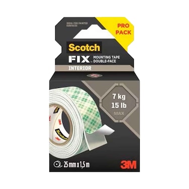 3M Scotch 114S Indoor Mounting Tape 1in x 50 in Roll 25,4mm x 1.27m. 1 RollPack