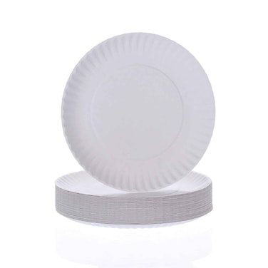 Fun Paper Plates White 100Pcs