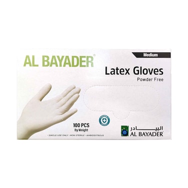 Al Bayader Medium Latex Gloves 100 Pieces