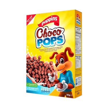 Poppins Choco Pops Chocolate Flavoured Toasted Rice &amp; Maize Balls 30g