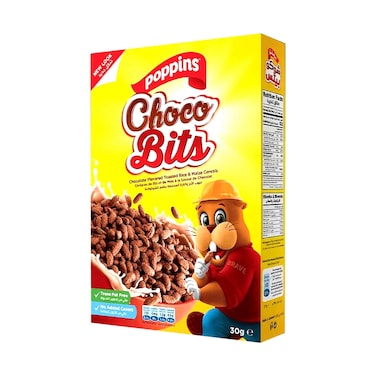 Poppins Choco Bites Chocolate Flavoured Toasted Rice &amp; Maize Cereals 30g