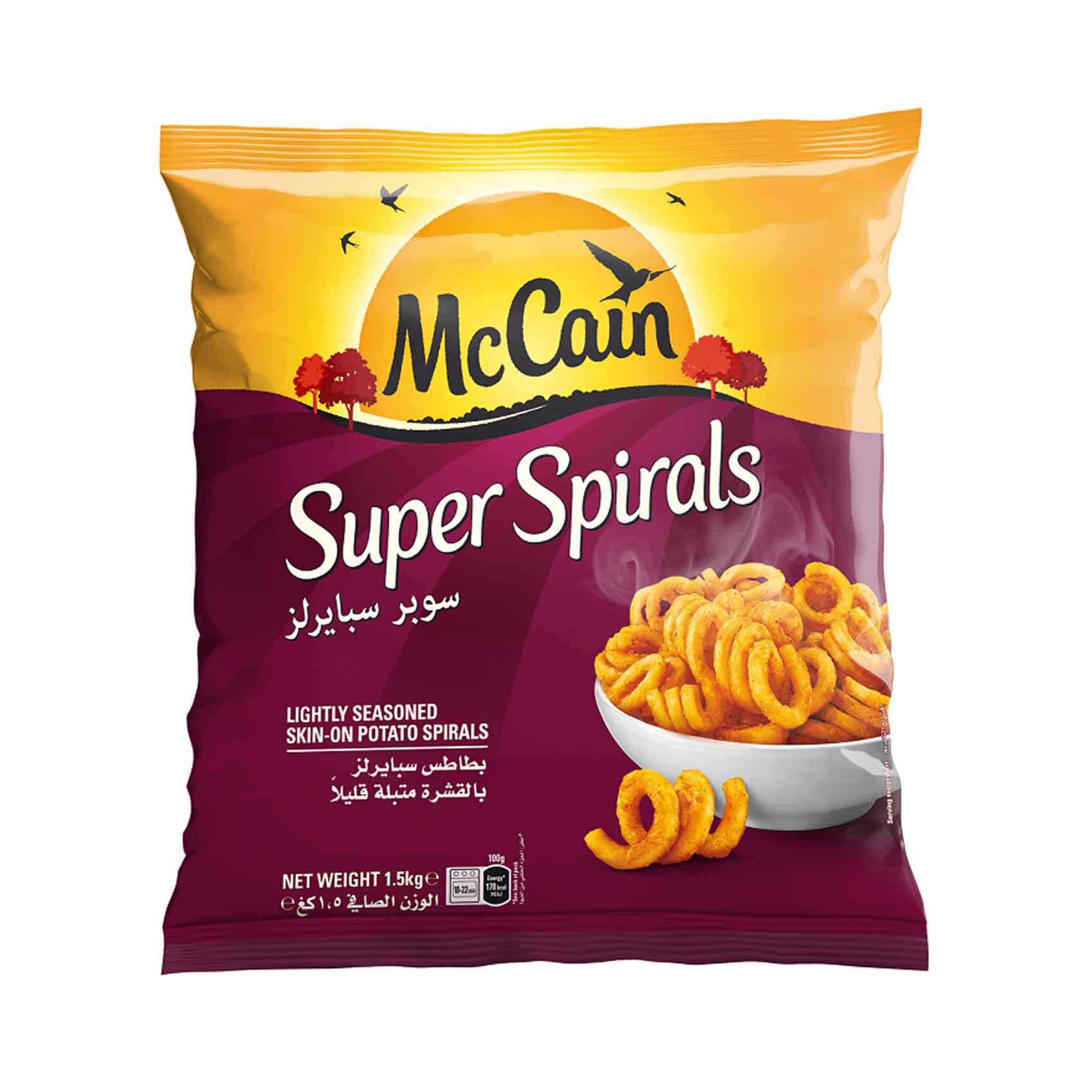 McCain Super Spirals Lightly Seasoned Skin Potato Fries 1.5kg