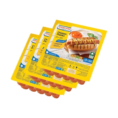 Americana Frozen Chicken Franks 300gx3 Pieces