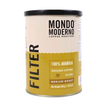 Mondo Moderno Coffee Roasters Filter Ground Coffee, 100% Arabica, Medium Roast, 250g.