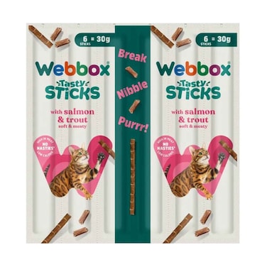 عصي ويب بوكس تيستي كات مع السلمون والسلمون المرقط 30 جرام × 6