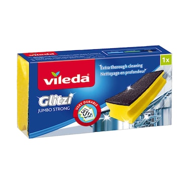 Vileda Glitzi Antibacterial Jumbo Sponge Scourer Strong x1