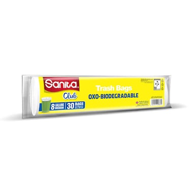 Sanita Club Trash Bags 8 Gallons Medium 30 Bags