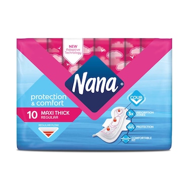 نانا ماكسي  فوط صحية   أجنحة عادية 10 فوط