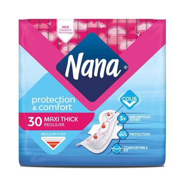 فوط نسائية ماكسي عادية من Nana (نانا)، 30 فوطة
