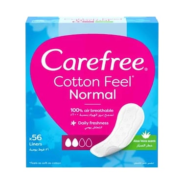 Carefree Panty Liners Regular Size Aloe Pack of 56