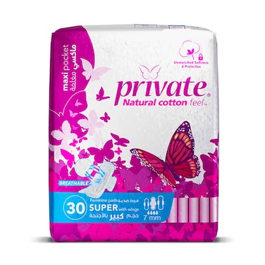 Private Feminine Pads Super 30 Pieces