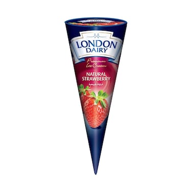 London Diary Premium Ice Cream Cone With Natural Strawberry Flavour 120ml