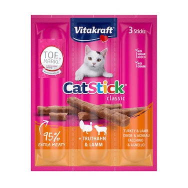 Vitakraft Cat Stick Classic, 3 Soft Sticks With Turkey &amp; Lamb 18g
