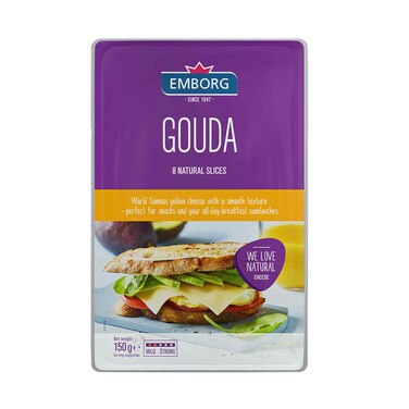 Emborg Gouda 8 Natural Slices Cheese 150g