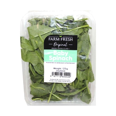 Farm Fresh Baby Spinach Leaves Pack 125g