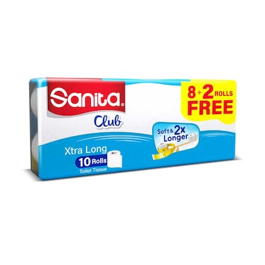 Sanita Club Toilet Rolls Xtra Long 10 Rolls