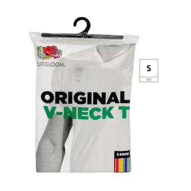 Fruit of the Loom X3 Tshirt V Neck Small