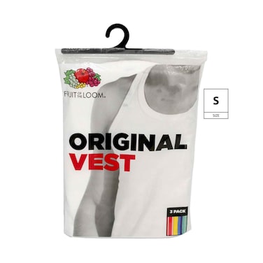 Fruit Of The Loom Men39s Vest 3 Pieces Set Small  WhiteNo RefundExchange for Hygienic Item