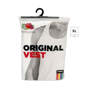 Fruit Of The Loom Sleeveless Vest XL White Pack of 3No RefundExchange for Hygienic Item