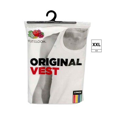Fruit Of The Loom Men39s Vest 3 Pieces Pack XXL WhiteNo RefundExchange for Hygienic Item