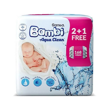 Sanita Bambi Wet Wipes Aqua Clean 168 Pieces
