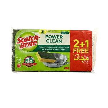 Scotch Brite Srucb Sponge Power Clean 3 Pieces