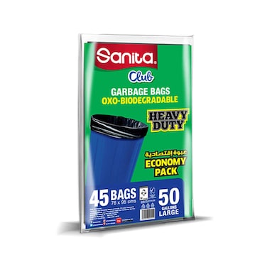 سانيتا كلوب أكياس قمامة 50 جالون حجم كبير 76×95 سم 45 كيس
