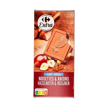 Carrefour Milk Chocolate Hazelnut and Raisins 200g