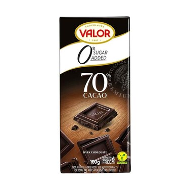 Valor Sugar Free Dark Chocolate 70% Cocoa 100g