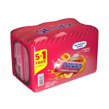 Al Safi Danone Danao Peach &amp; Apricot Fresh Milk 180mlx6 Pieces