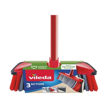 Vileda 3Action Indoor Floor Broom With Stick