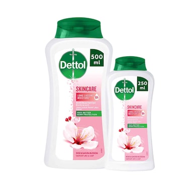 Dettol Skincare Shower Gel &amp; Body Wash Rose &amp; Sakura Blossom Scent 250ml + 500ml