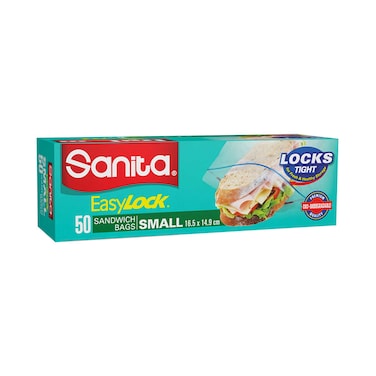 Sanita Easy Lock Sandwich Bags Small 50's, 16.5&times;14.9cm