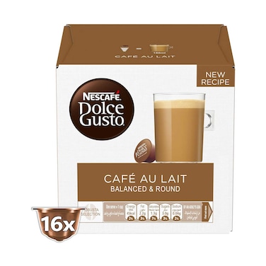 Nescafe Dolce Gusto Cafe Au Lait Coffee Capsules (16 Capsules, 16 Cups)
