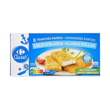 Carrefour Frozen 8 Tranches Panees Colin Alaska 400g