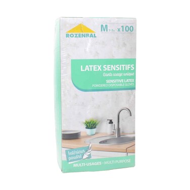 Rozenbal Multipurpose Sensitive Latex Gloves Medium 100 Pieces Set